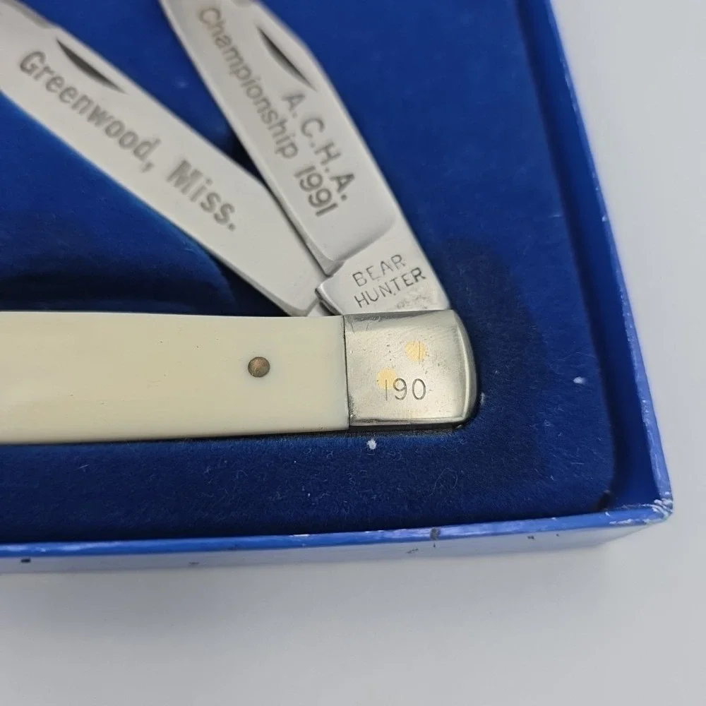 A.C.H.A 1991 World Championship Bear Hunter Pocketknife 1 Of 300 Collectors RARE